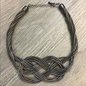 Silver knotted statement necklace